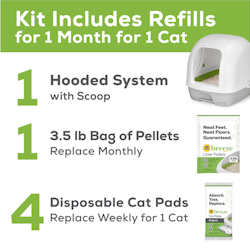 El kit incluye recargas de 1 mes para 1 gato