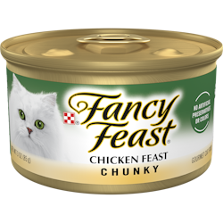 Alimento húmedo para gatos Purina Fancy Feast con trozos de carne de pollo