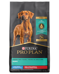purina pro plan large breed beef puppy food bag