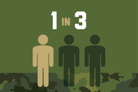 1 in 3 veterans have some type of substantial post-combat mental health challenge