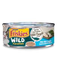Friskies Wild Favorites Mini Bites with Natural Wild Caught Cod and Kale in Sauce Wet Cat Food