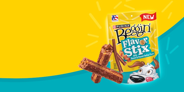 New Beggin Flavor sticks on yellow and green swoosh background