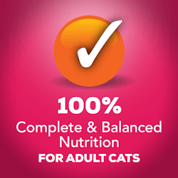 One hundred percent complete and balanced nutrition for adult cats