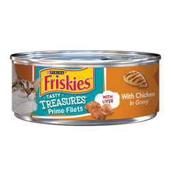 Alimento húmedo para gatos Friskies tesoros sabrosos de pollo con hígado en salsa preparada con jugo de cocción