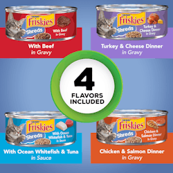 Paquete variado de 32 unidades de alimento húmedo para gatos Friskies Shreds