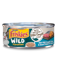 Friskies Wild Favorites Mini Bites with Natural Wild Caught Tuna and Sweet Potato in Sauce Wet Cat Food
