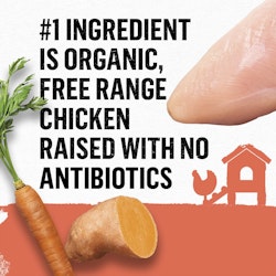 number one ingredient is organic free range chicken raised with no antibiotics