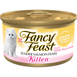 Fancy Feast Kitten Classic Paté Tender Salmon Feast Wet Kitten Food front of pack