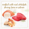 crafted with real whitefish, shrimp, tuna or salmon
