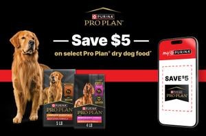 Get $5 off any 6 lb or smaller bag of Pro Plan dog food in the myPurina app