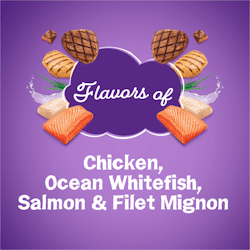 Alimento Friskies Surfin' & Turfin’ Favorites con pollo, pescado blanco marino, salmón y filete miñón