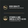 la proteína de alta calidad favorece el desarrollo de músculos magros, vitamina A y ácidos grasos omega 6