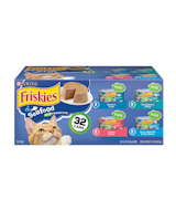Paquete surtido de 32 unidades de alimento húmedo para gatos Friskies Paté de mariscos favoritos
