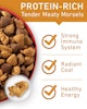 Protein rich tender meaty morsels for strong immune system radiant coat and healthy energy