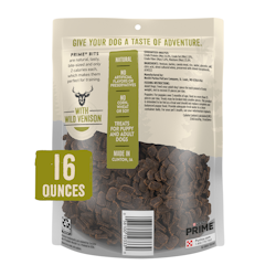 Prime Bits Meaty Treats With Real Venison Natural Dog Treats back package