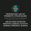 Proprietary use of probiotic strain BL999 to help dogs maintain calm behavior. Helps dogs maintain positive cardiac activity during stressful events.