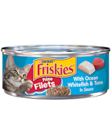 Alimento húmedo para gatos Friskies filetes de primera con pescado blanco marino y atún en salsa