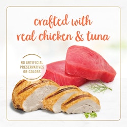 Crafted with real chicken & tuna. No artificial preservatives or colors.