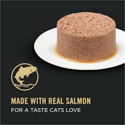 Hecha con carne real de salmón para lograr un sabor que los gatos aman