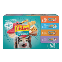 Paquete surtido de 24 unidades de alimento húmedo para gatos Friskies Tasty Treasures