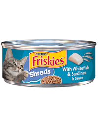 Alimento húmedo para gatos en tiras Friskies con pescado blanco y sardinas en salsa