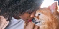 A woman with a dog