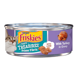 Alimento húmedo para gatos Friskies Tasty Treasures de pavo e hígado en salsa preparada con jugo de cocción