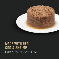 Hecho con carne real de bacalao y camarones para dar un sabor que a los gatos les encanta