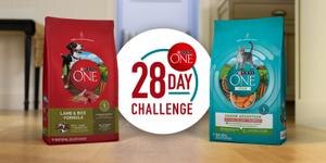 A group of Purina ONE dog and cat food
