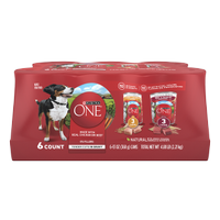 Paquete variado de alimento balanceado húmedo para perros con trozos tiernos de carne de pollo y res Purina ONE®