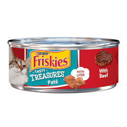 Alimento húmedo para gatos con paté sabor a cena de carne de res e hígado Friskies tesoros sabrosos
