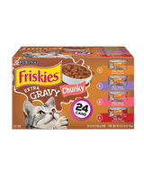 Paquete surtido de 24 unidades de alimento húmedo para gatos Friskies Trozos con salsa extra