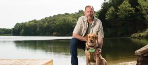 Man with service dog