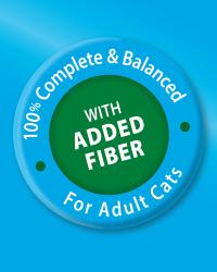 100% complete and balanced with added fiber for adult cats 