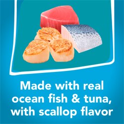 Hecho con carne real de pescado marino y atún con sabor a vieiras