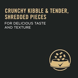 Crunchy kibble and tender, shredded pieces for delicious taste & texture.