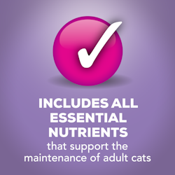 Incluye todos los nutrientes esenciales para gatos adultos