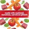 made with real beef, tomatoes, carrots and spinach