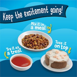 Keep the excitement going! Mix it in a meal. Try it as a treat. Toss it on top.
