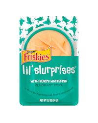Friskies Lil' Slurprises Surimi Whitefish in a Dreamy Sauce Cat Food Topper