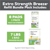 El paquete de repuesto Breeze incluye 8 alfombrillas sanitarias y una bolsa de 7 libras de gránulos