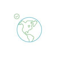 A green and blue globe