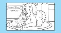 coloring book page with outlined dog and cat 