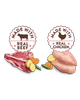 made with real beef and made with real chicken