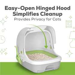 Easy open hinged hood simplifies cleanup provide privacy for cats