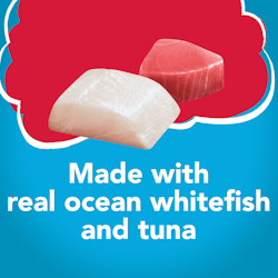 Hecho con carne real de pescado blanco marino y atún
