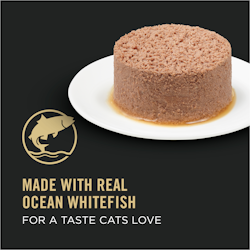 Hecho carne real de pescado blanco y atún para un sabor que a los gatos les encanta