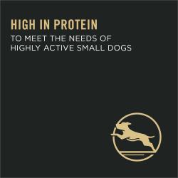 Rica en proteínas para satisfacer las necesidades de los perros pequeños altamente activos