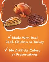 made with real meat and no artificial colors or preservatives