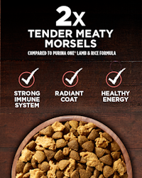 2x tender meaty morsels. Strong immune system, Radiant coat, Healthy energy.